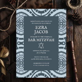 Modern Boho Patroon Custom B'nai Bat Bar Mitzvah Kaart