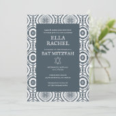 Modern Boho Patroon Custom B'nai Bat Bar Mitzvah Kaart (Staand voorkant)