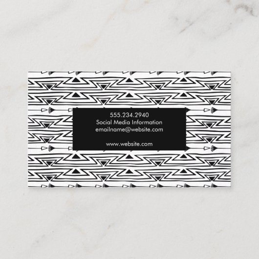 Modern Boho Pattern Achtergrond Visitekaartje (Achterkant)