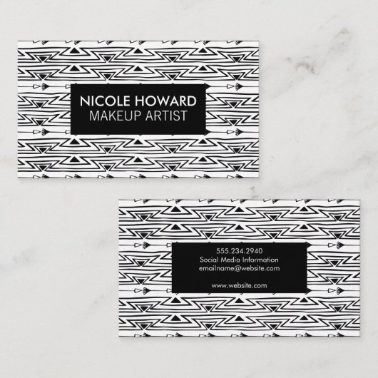 Modern Boho Pattern Achtergrond Visitekaartje (Voorkant / Achterkant)