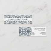 Modern Boho Pattern Denim Blue Mini Visitekaartje (Voorkant / Achterkant)
