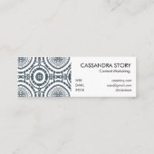 Modern Boho Pattern Denim Blue Mini Visitekaartje (Achterkant)