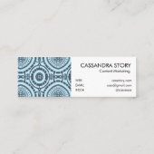 Modern Boho Pattern Denim Blue Mini Visitekaartje (Achterkant)