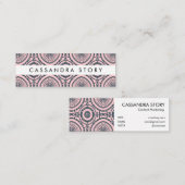 Modern Boho Pattern Denim Blue Roze Mini Visitekaartje (Voorkant / Achterkant)