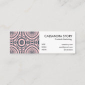 Modern Boho Pattern Denim Blue Roze Mini Visitekaartje (Achterkant)