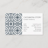 Modern Boho Pattern Denim Blue Visitekaartje (Achterkant)