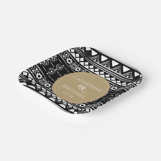 Modern Boho Pattern Gold Wedding Papieren Bordje (Gebogen)