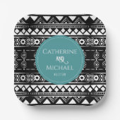 Modern Boho Pattern Green Wedding Papieren Bordje (Voorkant)