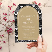 Modern Boho Pattern Photo Arch Gold Wedding Kaart