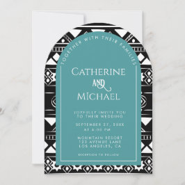 Modern Boho Pattern Photo Arch Green Wedding Kaart