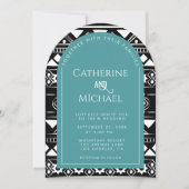 Modern Boho Pattern Photo Arch Green Wedding Kaart (Voorkant)