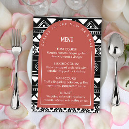 Modern Boho Pattern Wedding Arch Coral Menu