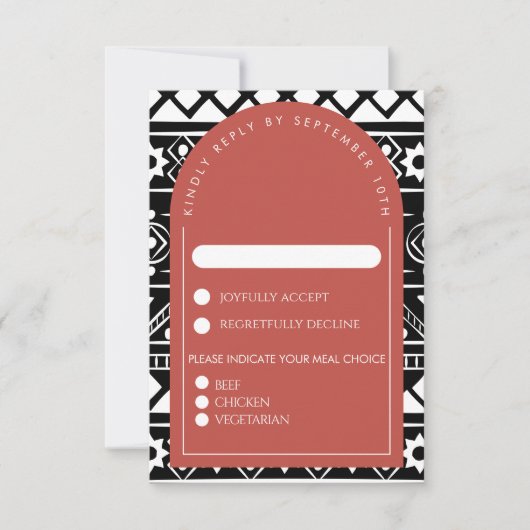 Modern Boho Pattern Wedding Arch Coral RSVP Kaartje (Voorkant)