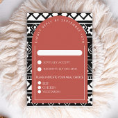 Modern Boho Pattern Wedding Arch Coral RSVP Kaartje
