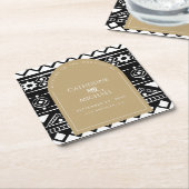 Modern Boho Pattern Wedding Arch Gold Kartonnen Onderzetters (Schuin)
