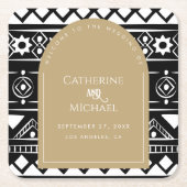 Modern Boho Pattern Wedding Arch Gold Kartonnen Onderzetters (Voorkant)