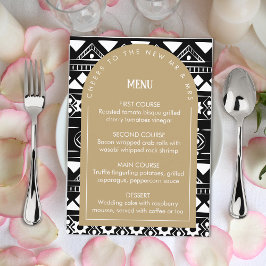 Modern Boho Pattern Wedding Arch Gold Menu