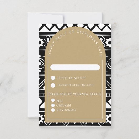 Modern Boho Pattern Wedding Arch Gold RSVP Kaartje (Voorkant)