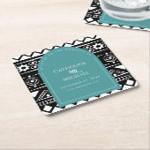 Modern Boho Pattern Wedding Arch Green Kartonnen Onderzetters (Schuin)