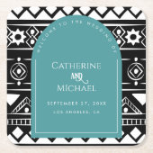 Modern Boho Pattern Wedding Arch Green Kartonnen Onderzetters (Voorkant)