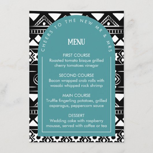 Modern Boho Pattern Wedding Arch Green Menu (Voorkant)