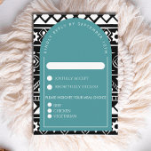 Modern Boho Pattern Wedding Arch Green RSVP Kaartje