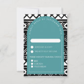 Modern Boho Pattern Wedding Arch Green RSVP Kaartje (Voorkant)