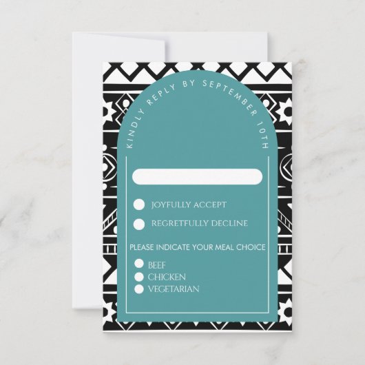 Modern Boho Pattern Wedding Arch Green RSVP Kaartje (Voorkant)