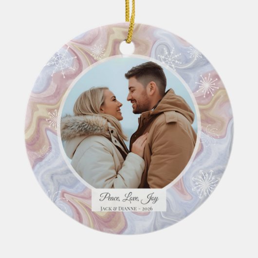 Modern Boho Personalized Round Photo Ornament (Voorkant)