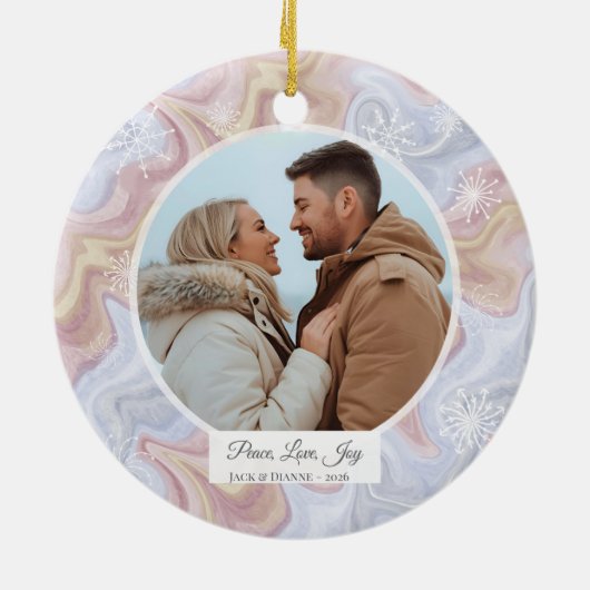 Modern Boho Personalized Round Photo Ornament (Achterkant)