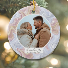 Modern Boho Personalized Round Photo Ornament