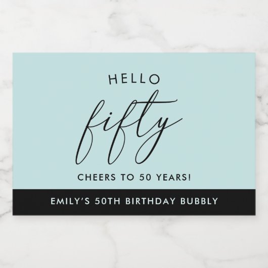 Modern Boho persoonlijke 50e verjaardag Sparkling Wijnetiket (Enkel label)