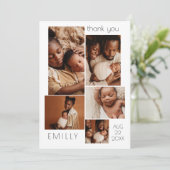 Modern Boho Photo Collage Baby shower Bedankkaart (Staand voorkant)