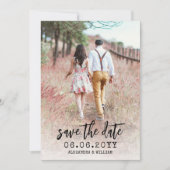 Modern Boho Photo QR Sjabloon Save the Date Kaart (Voorkant)