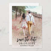 Modern Boho Photo QR Sjabloon Save the Date Kaart (Voorkant / Achterkant)