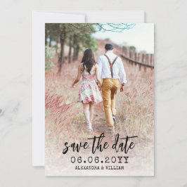 Modern Boho Photo QR Sjabloon Save the Date Kaart