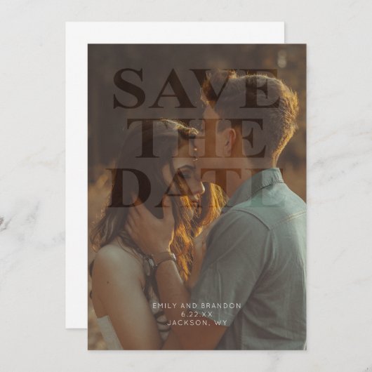 Modern Boho Photo Save the Date Kaart (Voorkant / Achterkant)