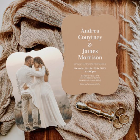 Modern Boho Photo Wedding Kaart