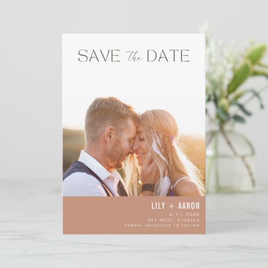 Modern Boho Photo Wedding Save The Date (Staand voorkant)