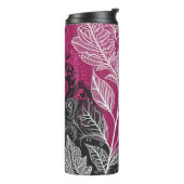 Modern Boho Pink and Black Leaf Thermal Tumbler Thermosbeker (Gedraaid links)