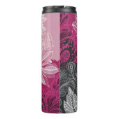 Modern Boho Pink and Black Leaf Thermal Tumbler Thermosbeker (Achterkant)