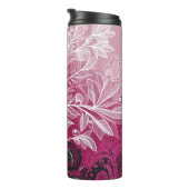 Modern Boho Pink and Black Leaf Thermal Tumbler Thermosbeker (Geroteerd rechts)