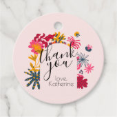 Modern Boho Pink Arch Bloemen Afstuderen Favoriet  Bedankjes Labels (Voorkant)