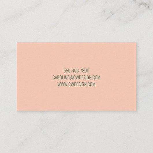 Modern Boho Pink Citrus Sinaasappels Fruitscript Visitekaartje (Achterkant)