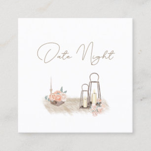 Modern Boho Pink Elegant Floral Date Night Kaart Vierkante Visitekaartje