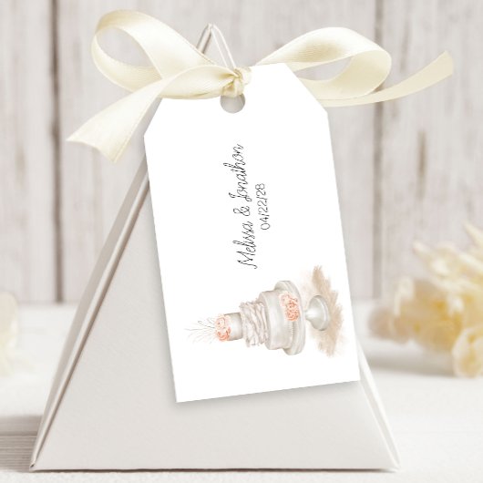 Modern Boho Pink Elegant Floral Wedding Gift Label Cadeaulabel