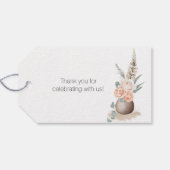 Modern Boho Pink Elegant Floral Wedding Gift Label Cadeaulabel (Achterkant Horizontaal)