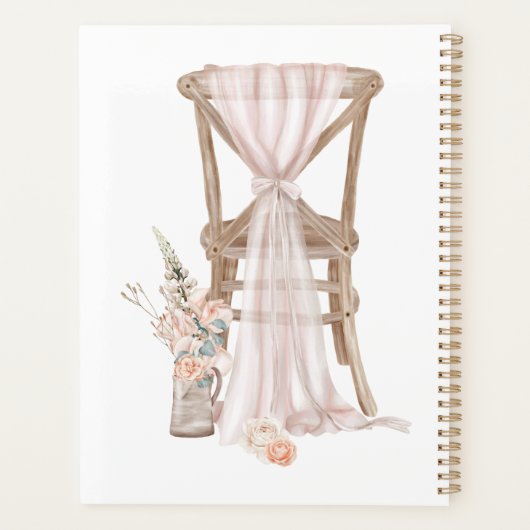 Modern Boho Pink Elegant Floral Wedding Planner (Achterkant)