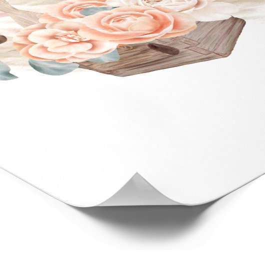 Modern Boho Pink Elegant Floral Wedding Poster (Hoek)