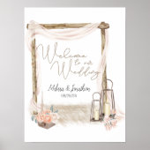 Modern Boho Pink Elegant Floral Wedding Poster (Voorkant)